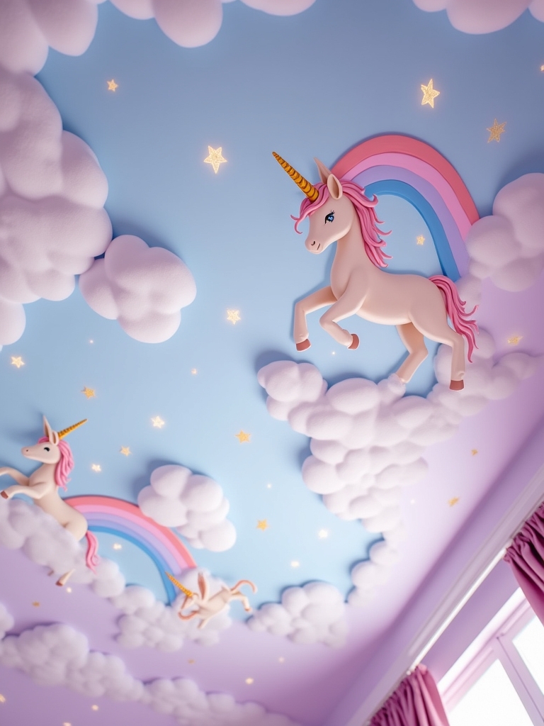 whimsical vaulted ceiling murals