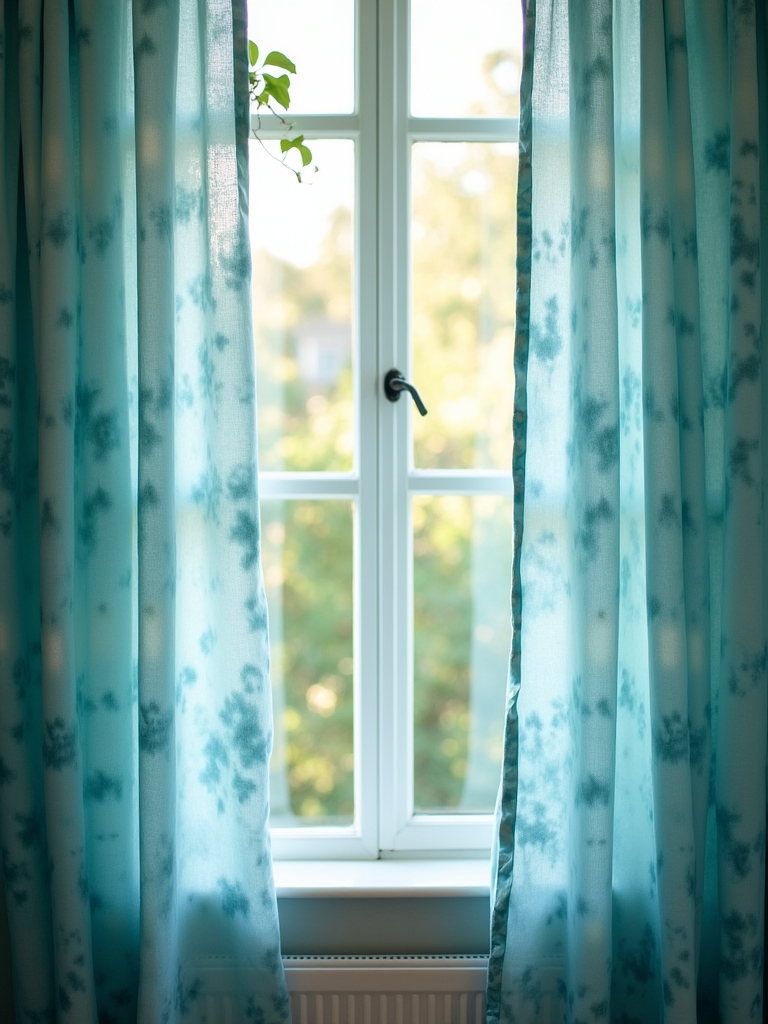 aqua tie dye curtain vibes