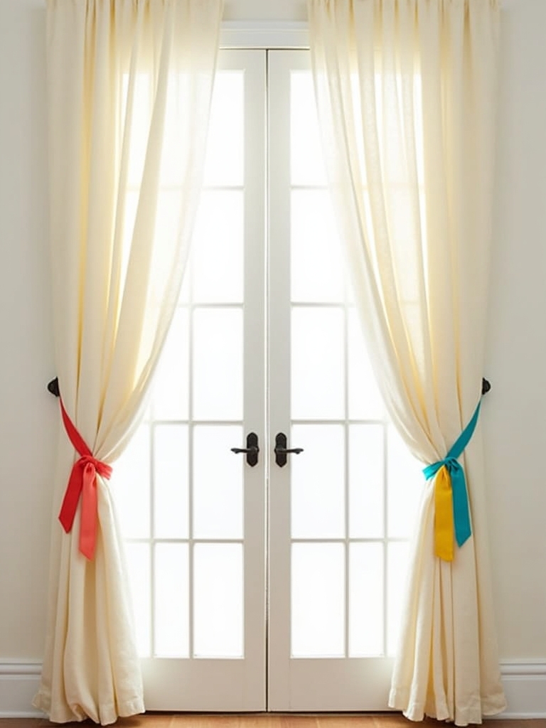 colorful playful curtain tie backs