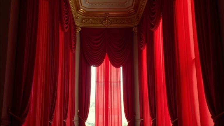 dramatic red window curtains