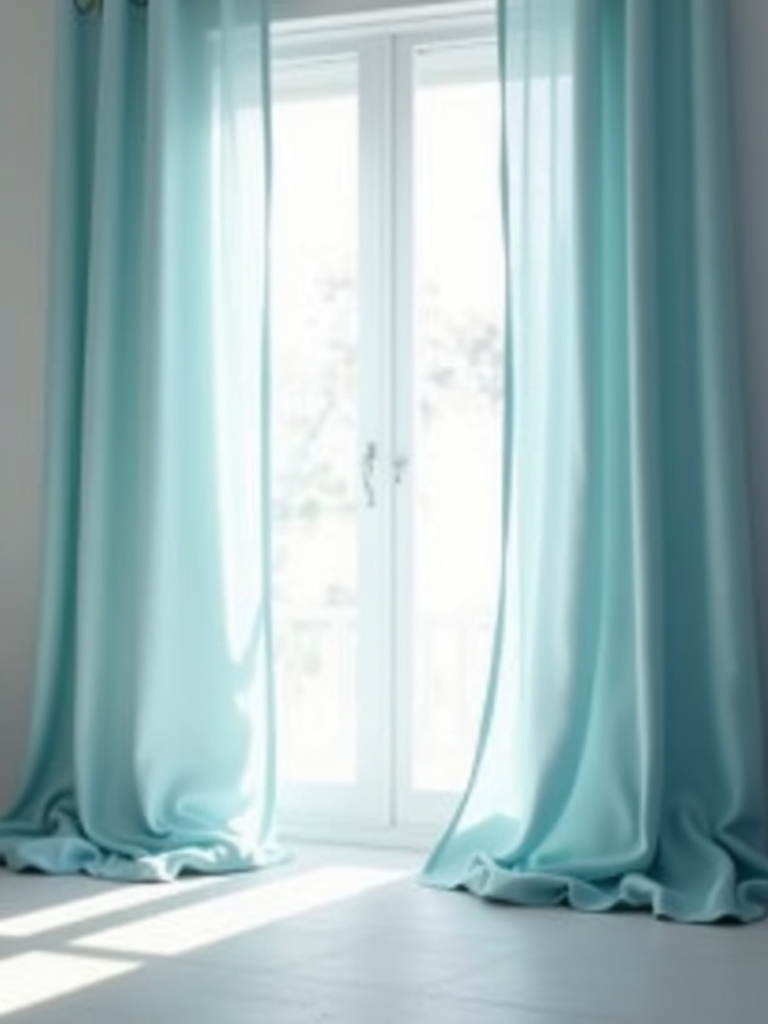 light blue grommet curtains