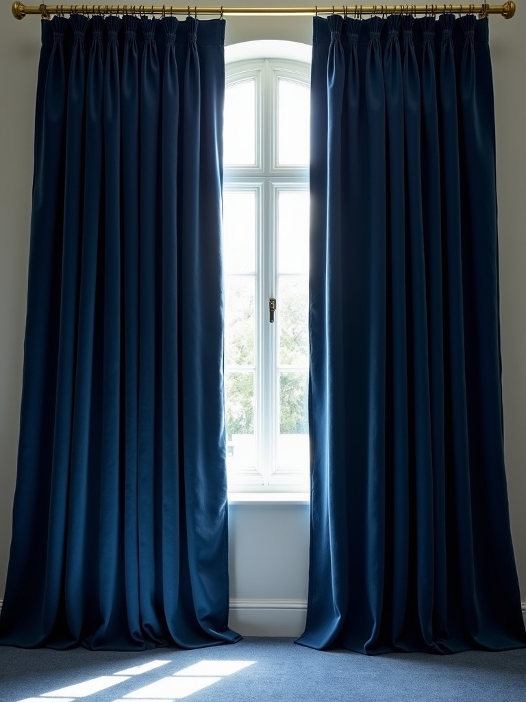 luxurious navy blue drapes