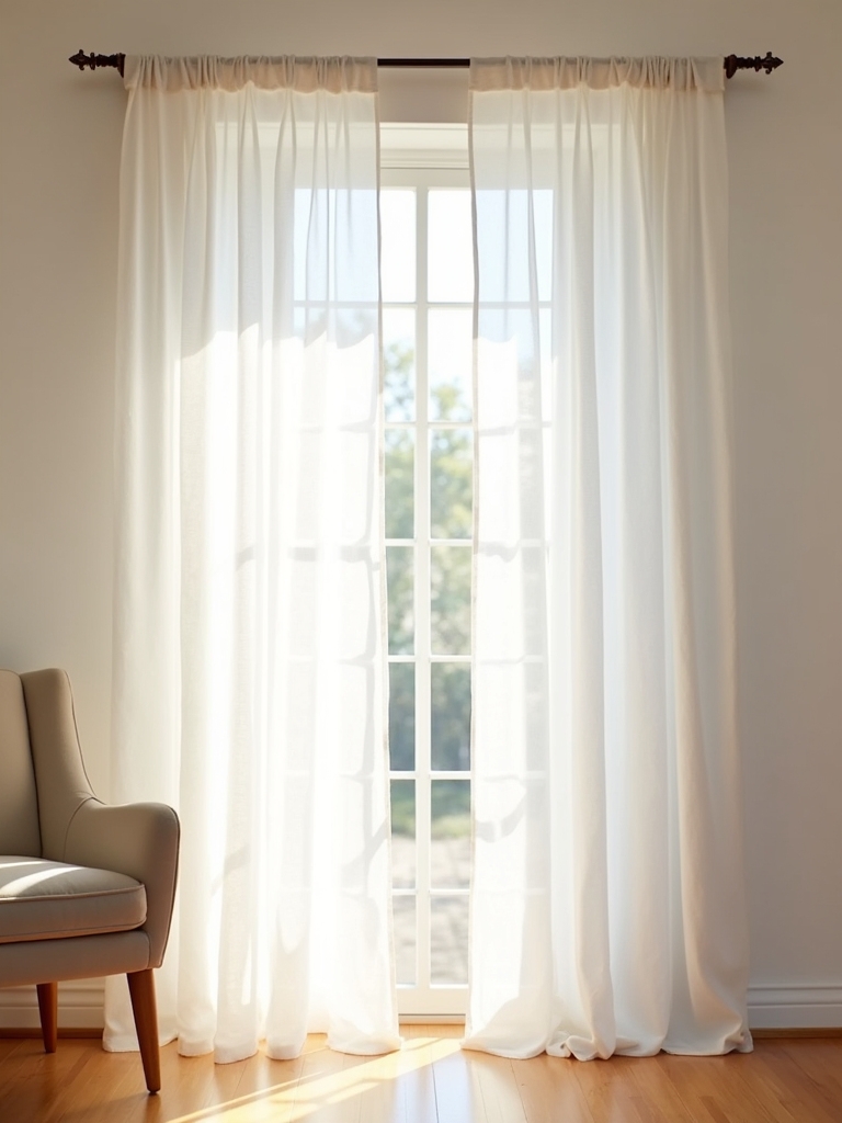 minimalist white linen curtains