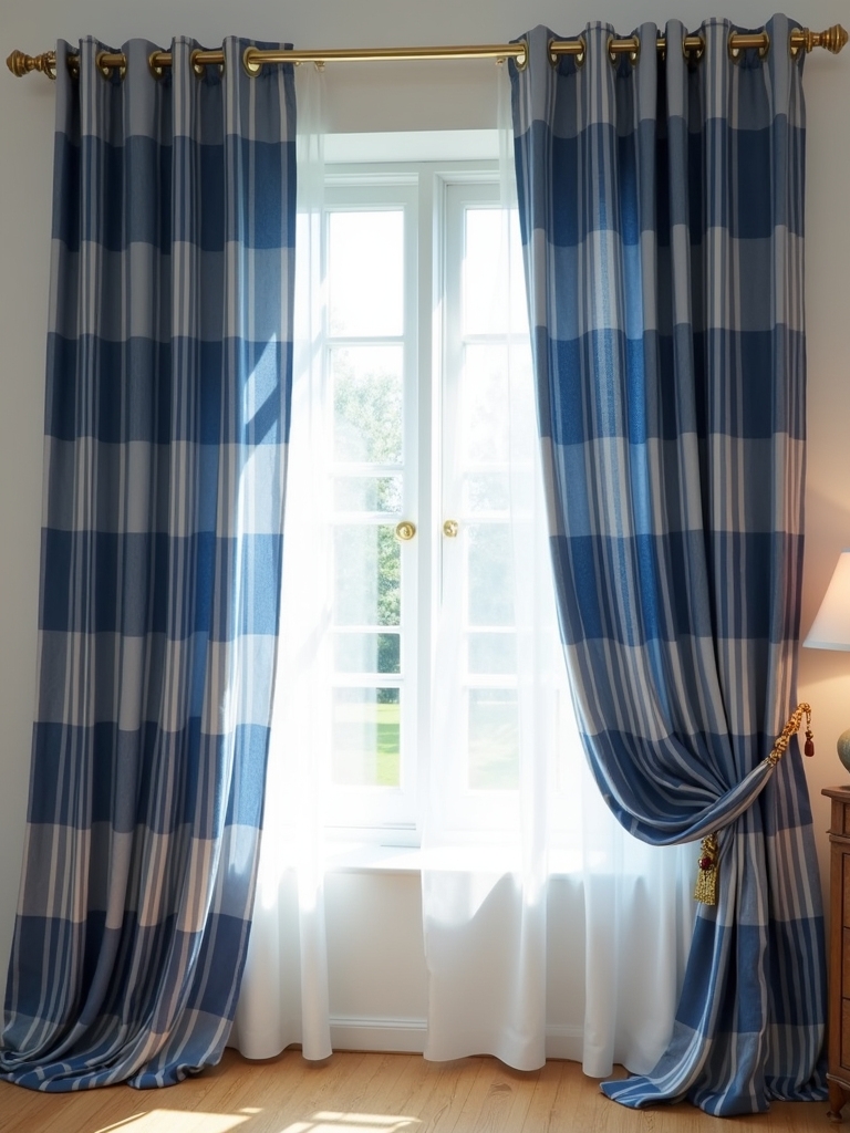 navy striped curtain elegance