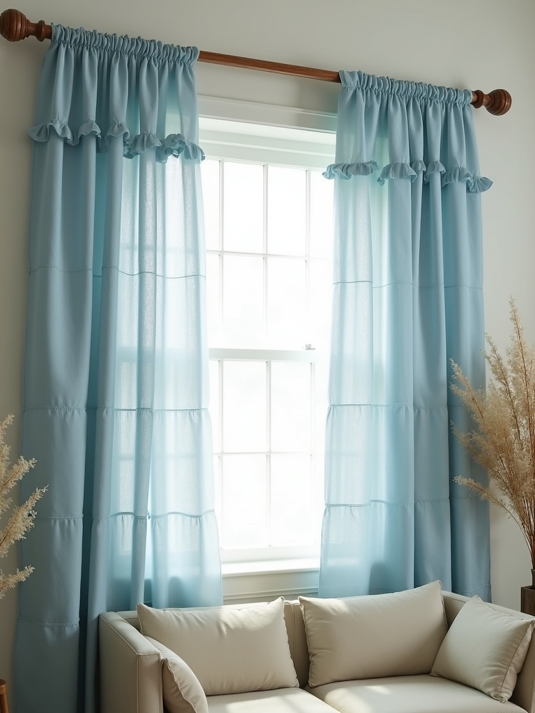 periwinkle ruffle curtain options