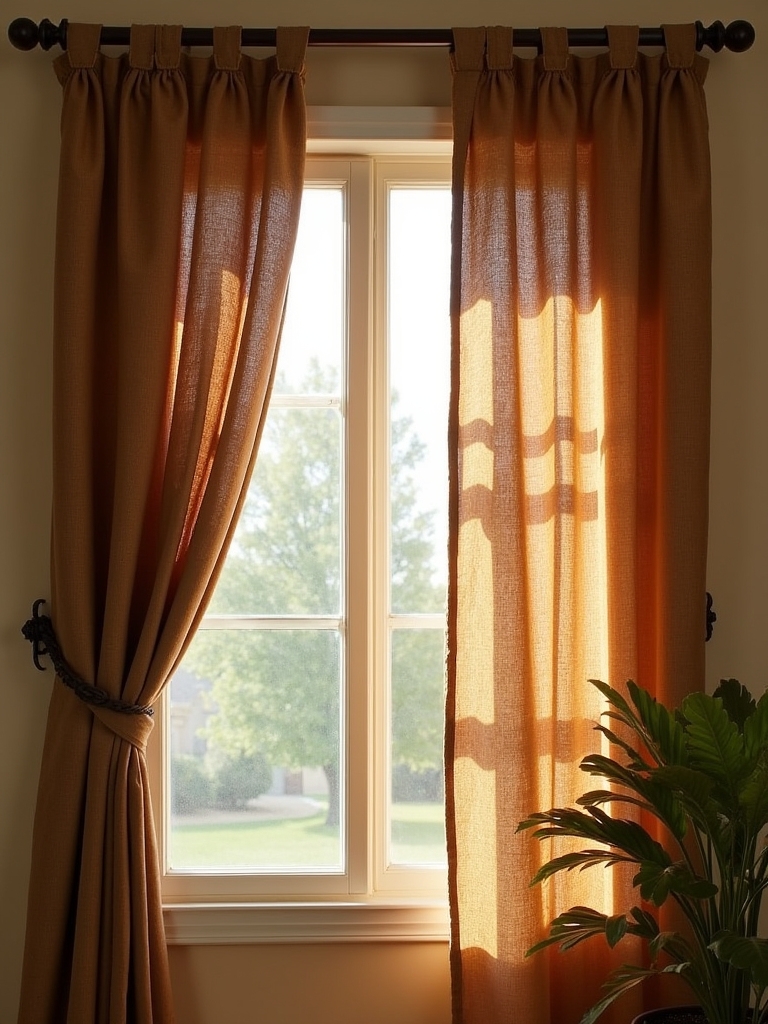 rustic burlap window coverings