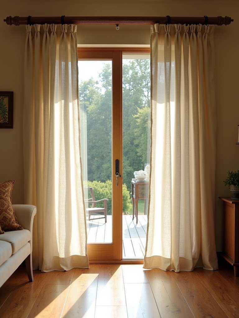 rustic linen sliding curtains