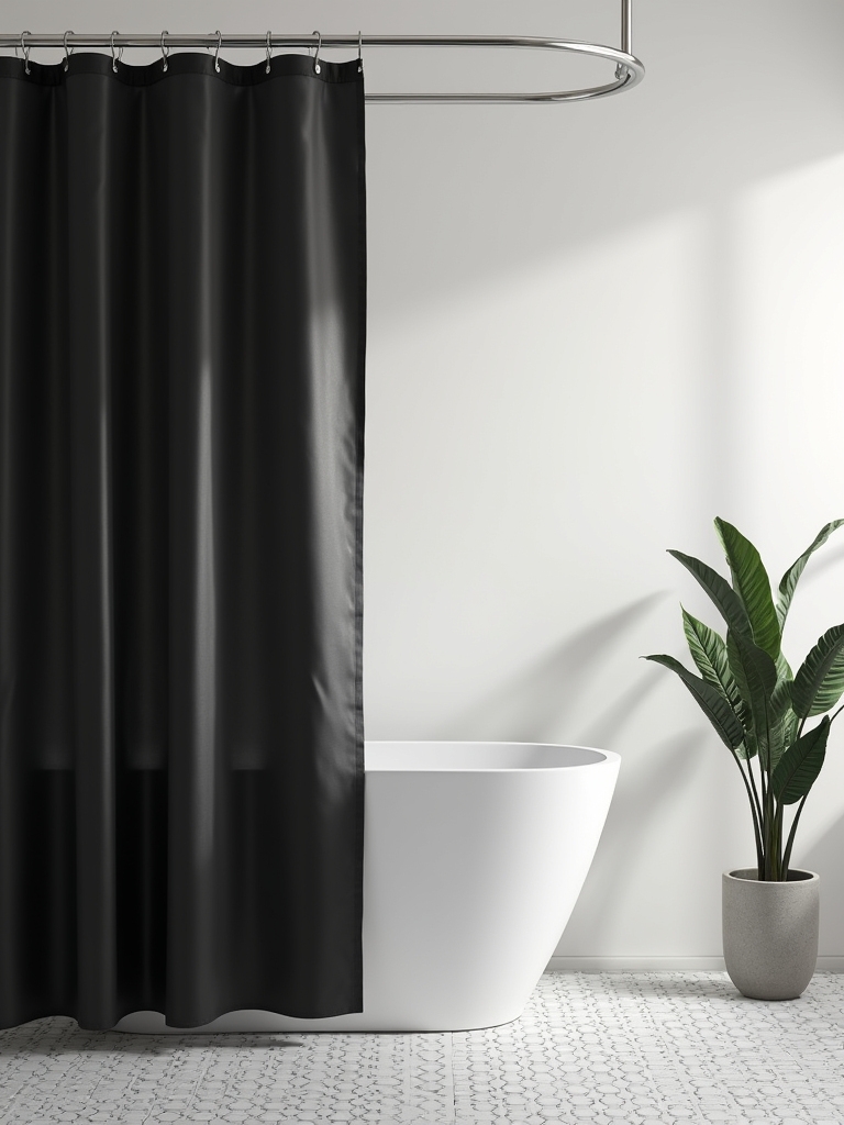 sleek monochrome shower curtains