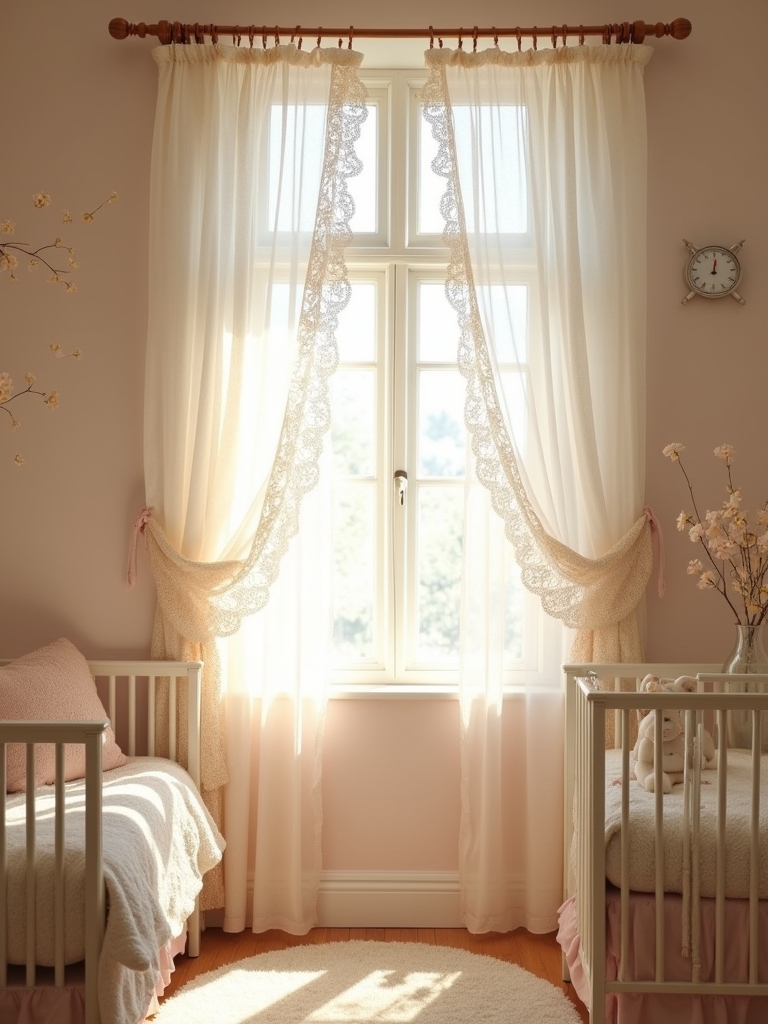sophisticated lace nursery curtains