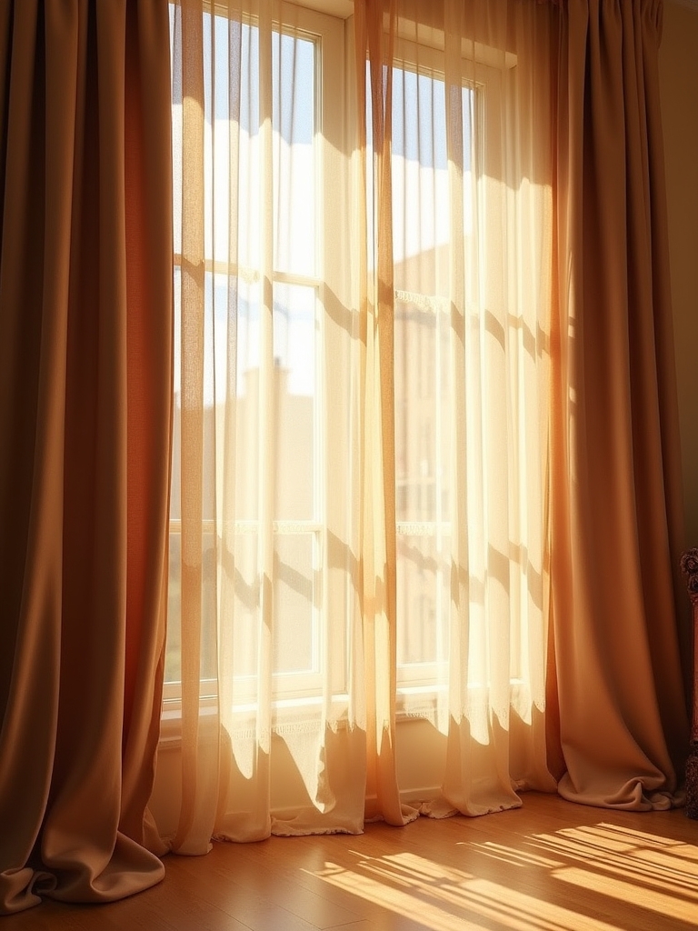 sophisticated sheer caramel curtains