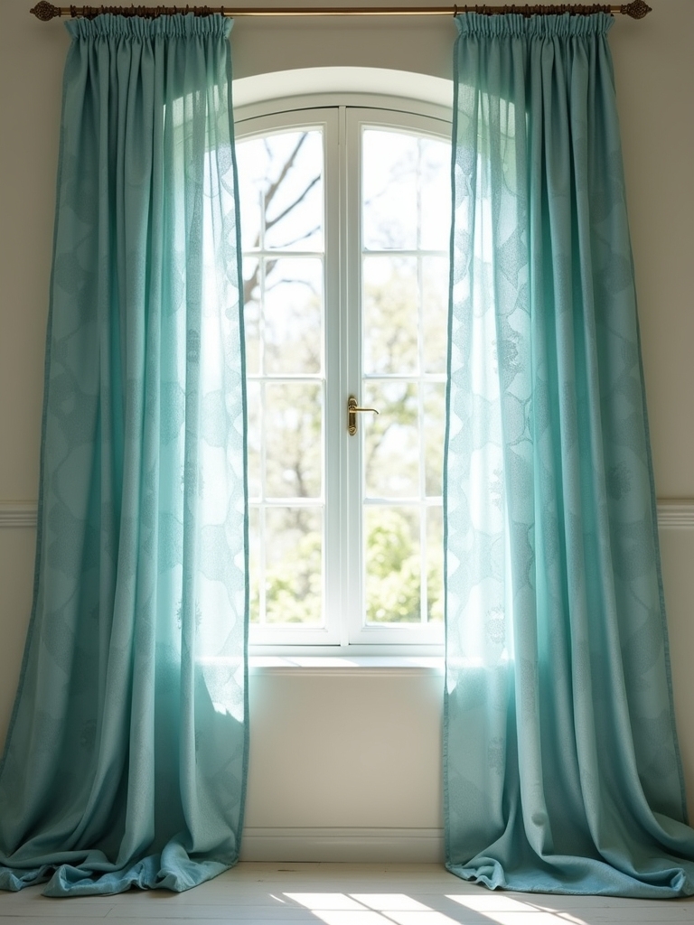 stylish teal geometric curtains