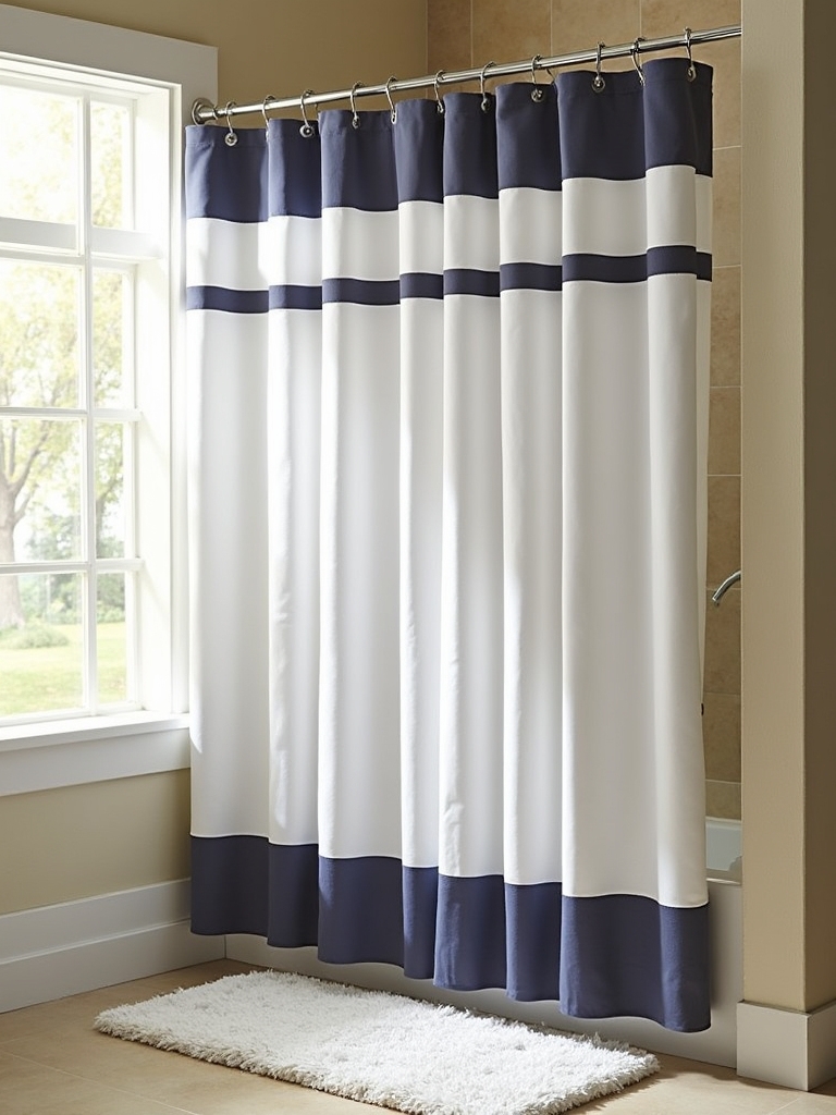 timeless striped bathroom elegance