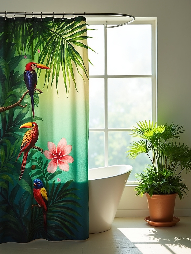 tropical bathroom escape vibes