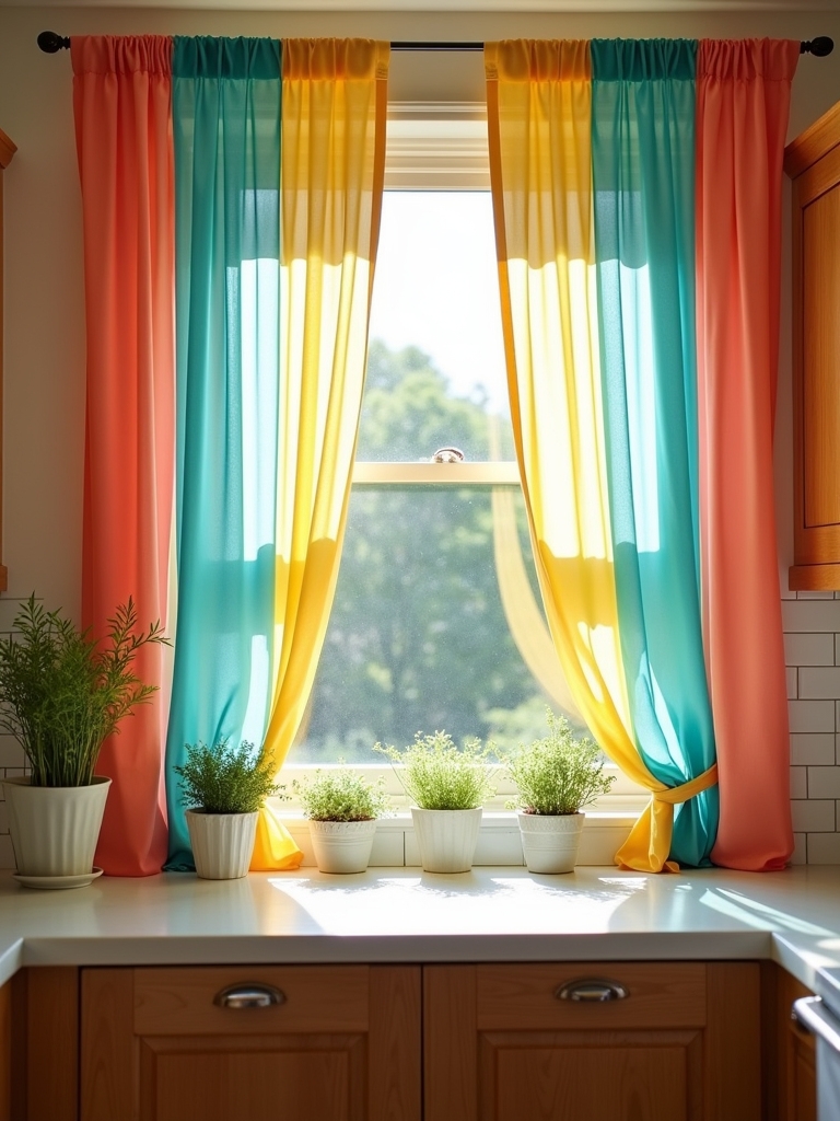 vibrant striped caf curtains