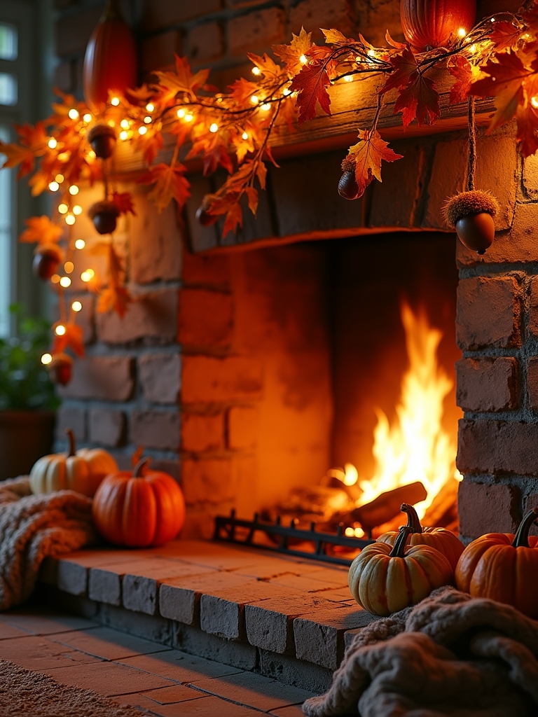 autumn acorn fireplace decor