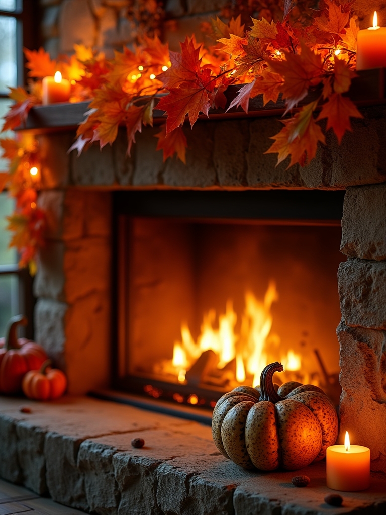 autumn fireplace decor ideas