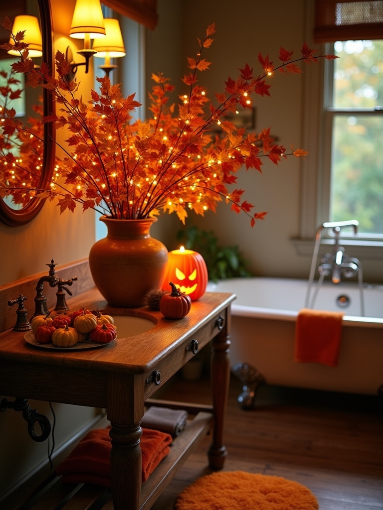 autumn leaves bathroom decor