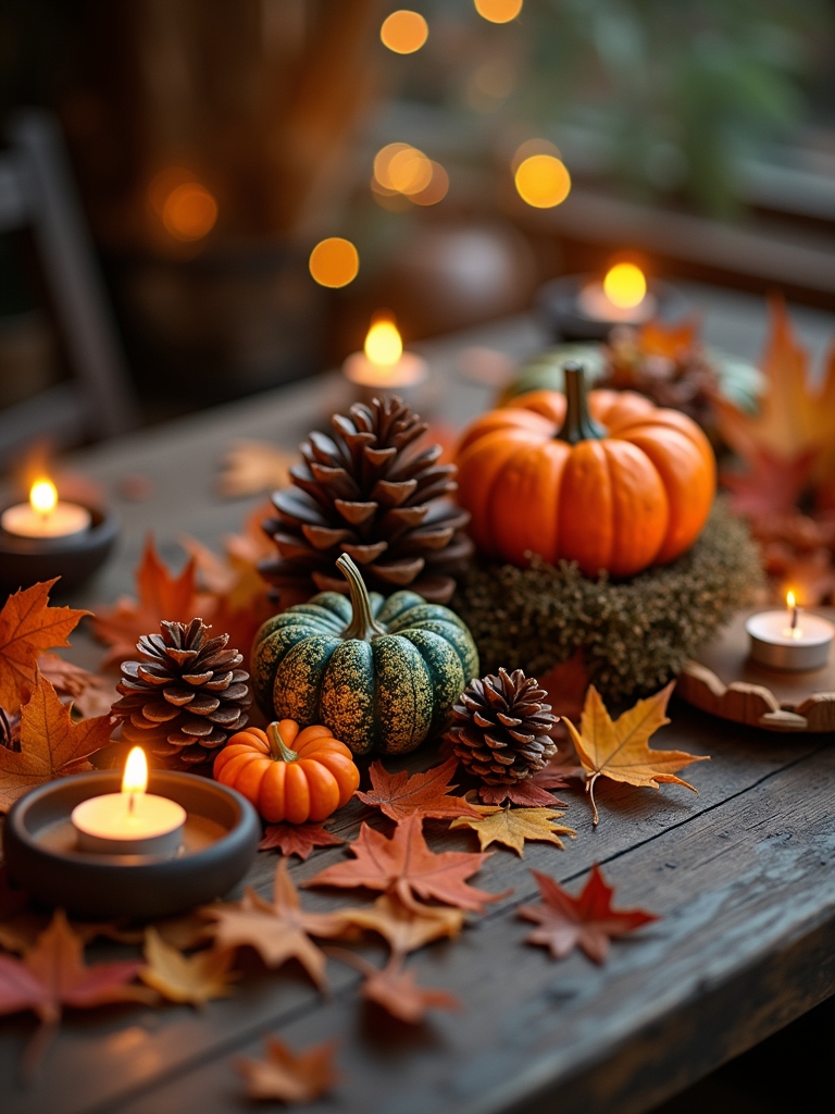 autumn wreaths and pinecones
