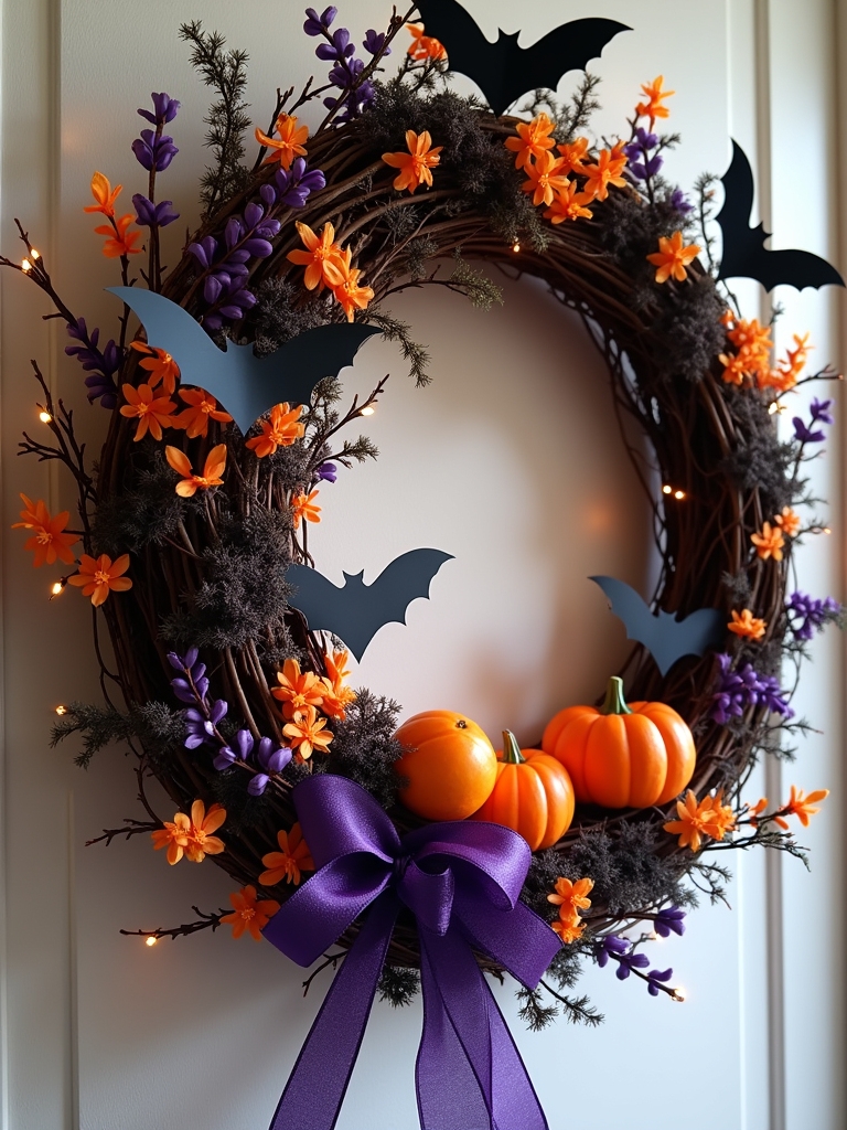 bat themed halloween wreath project