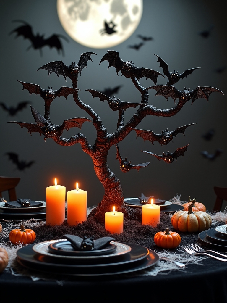 batty halloween table decor