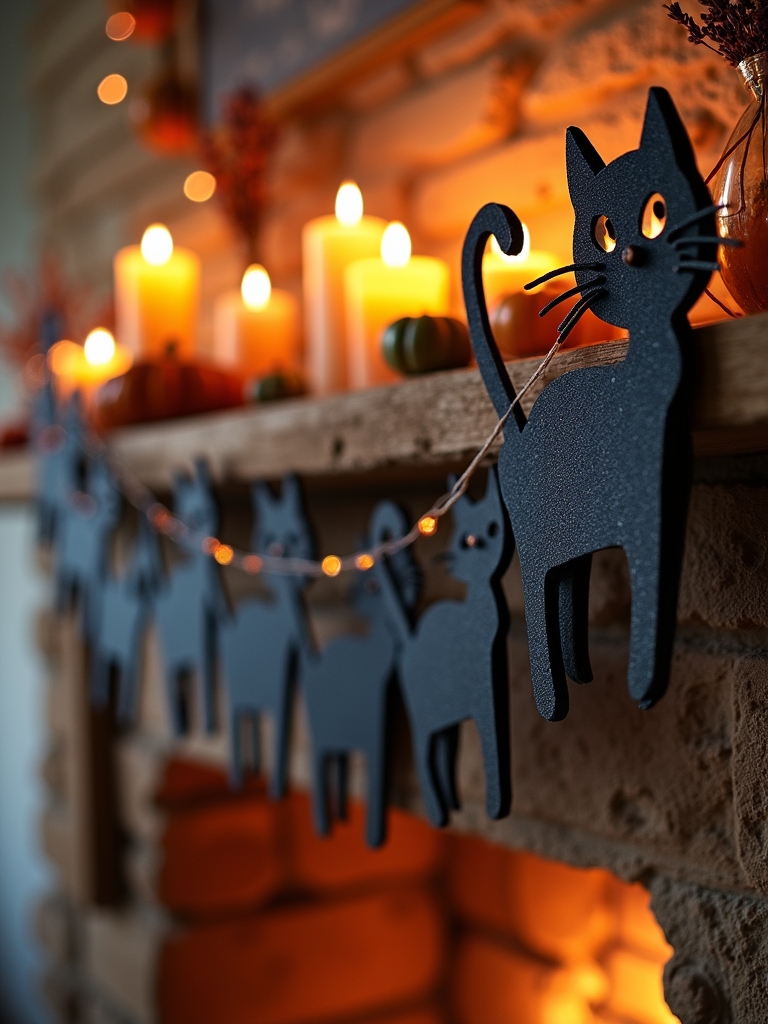 charming black cat garland