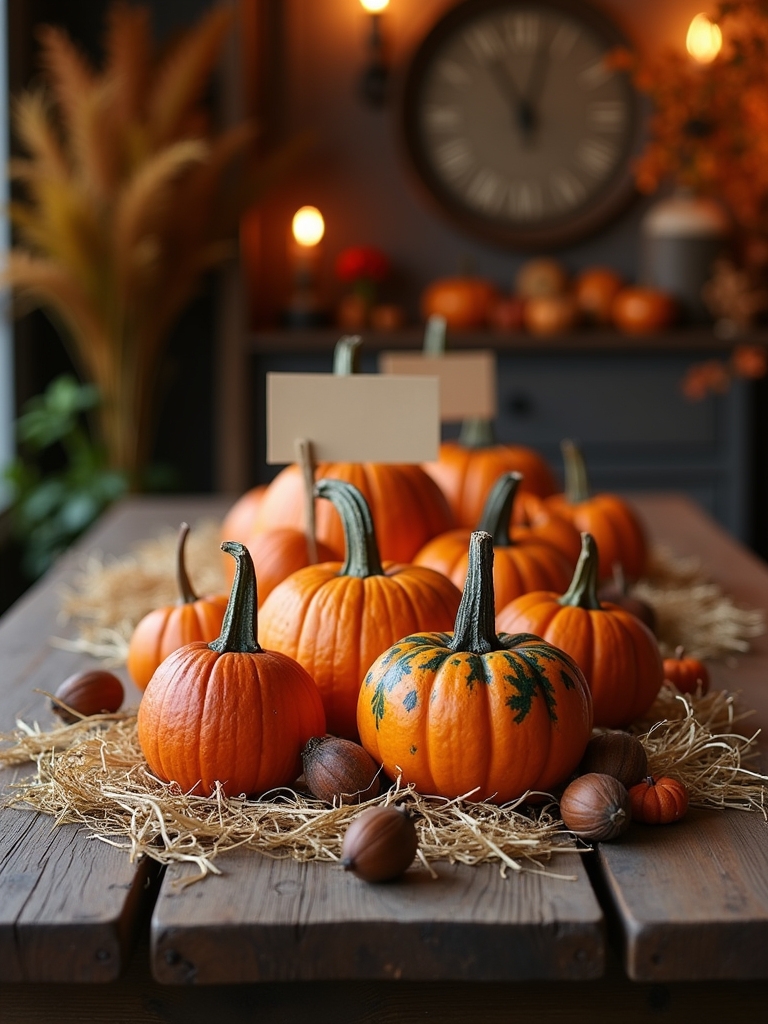 charming mini pumpkin place cards