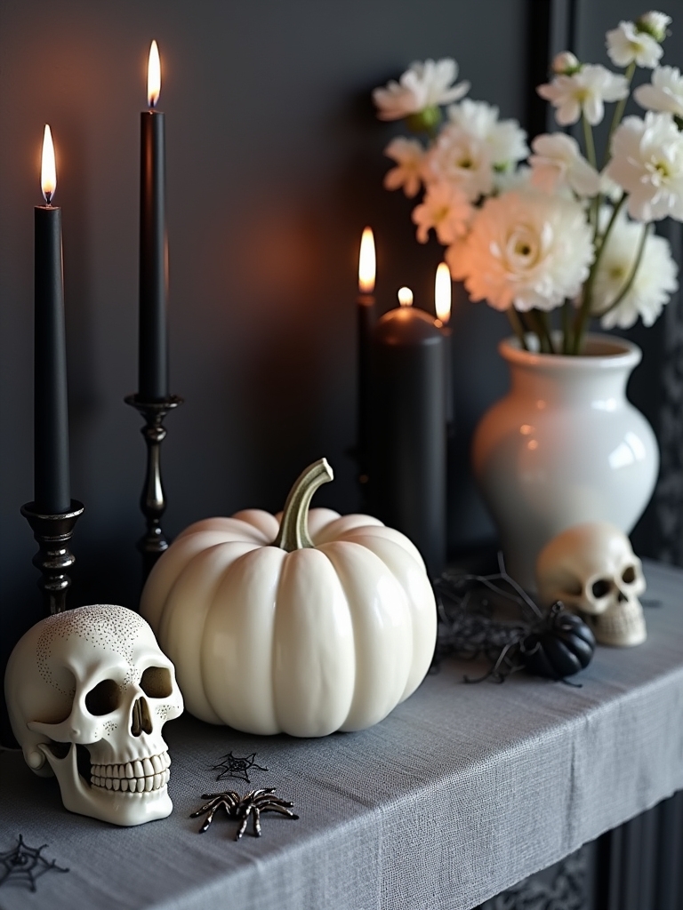 chic monochrome halloween decor