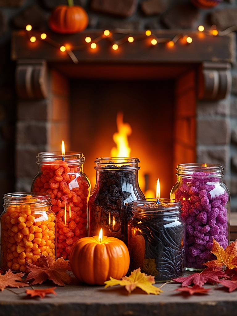 colorful halloween candy displays