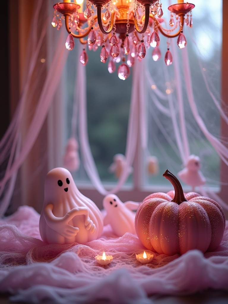 cotton candy spiderweb decor