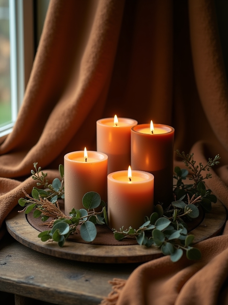 cozy earthy candle ambiance