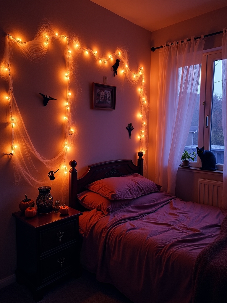 cozy halloween string lights