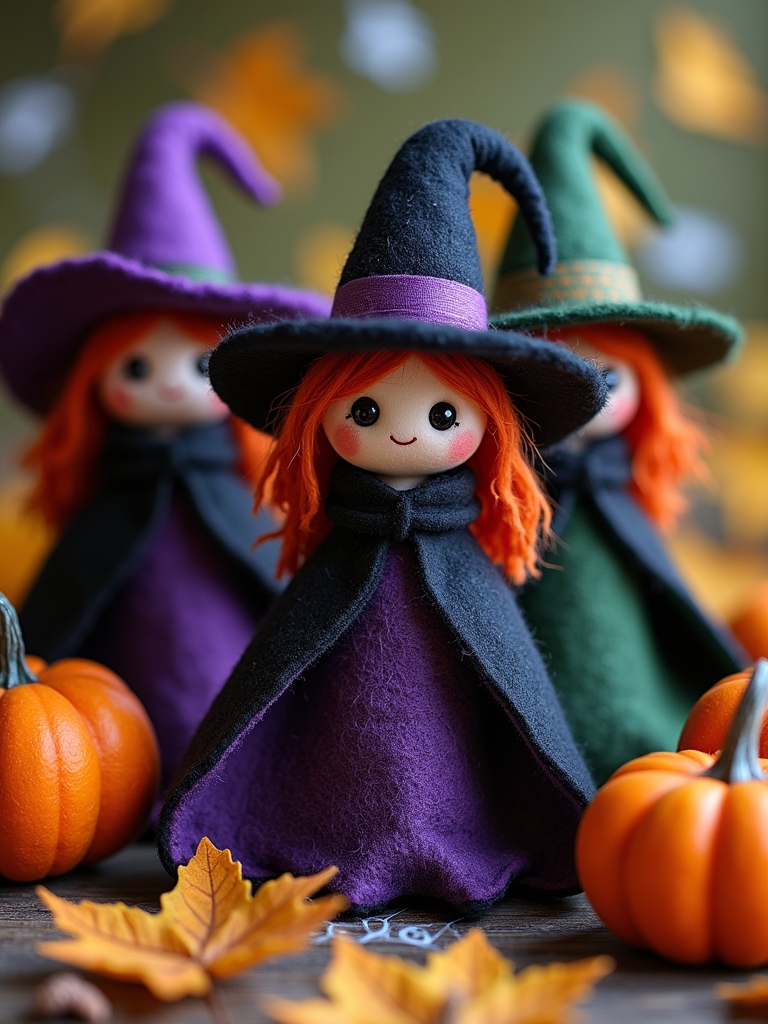 creative felt witch dolls