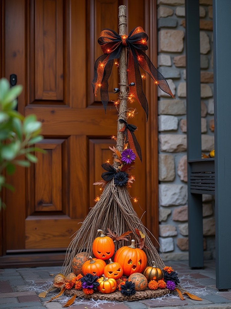creative halloween broomstick decor