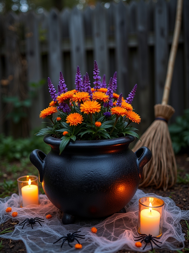 creepy cauldron planter decor