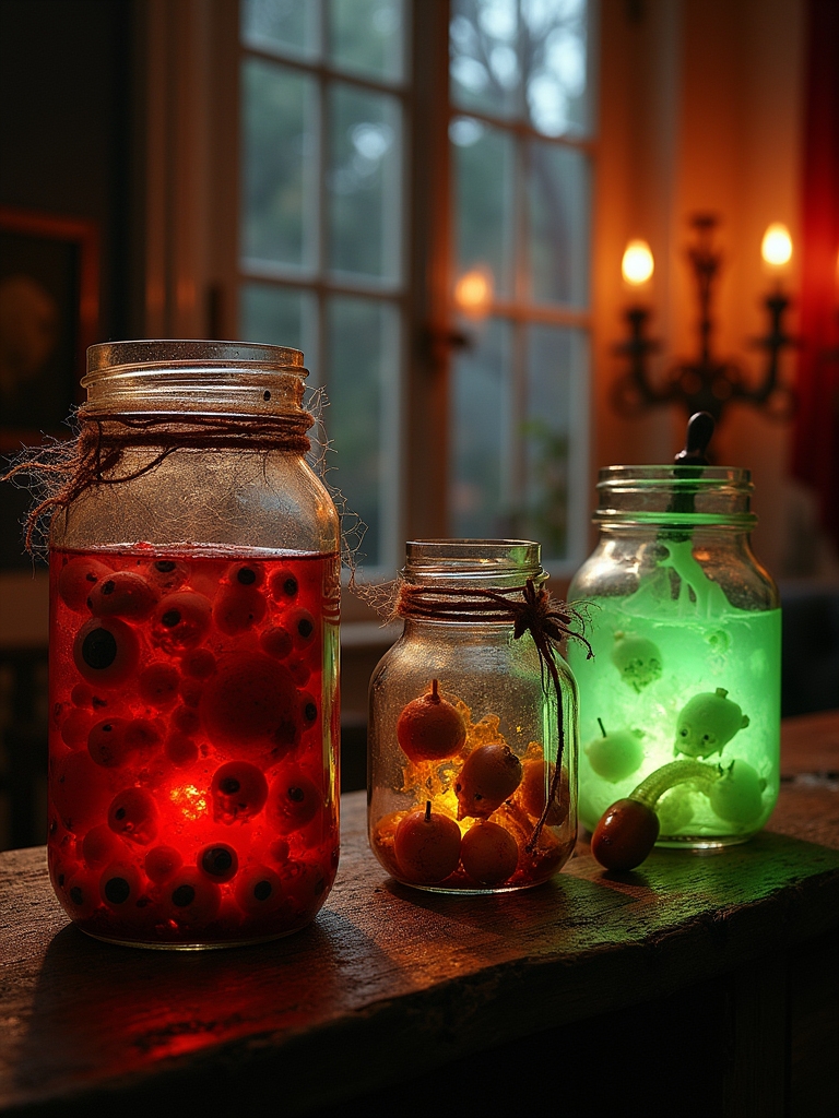 creepy halloween decor jars