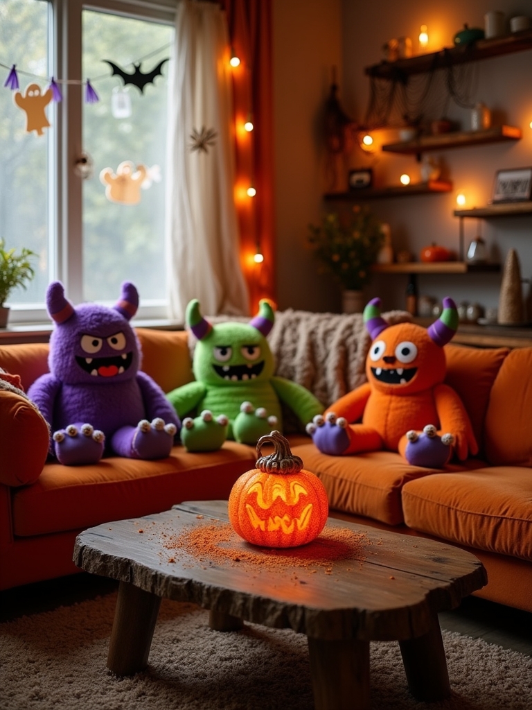 cuddly halloween monster decor