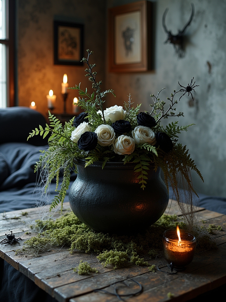 eerie halloween plant arrangements