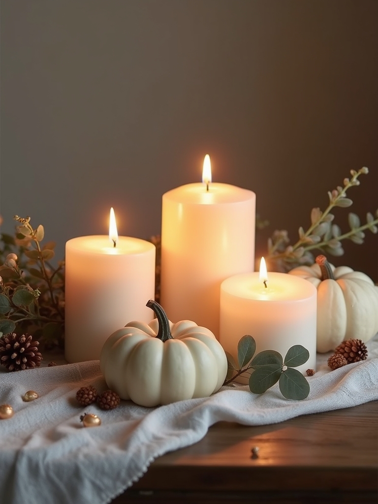 elegant white candle arrangements