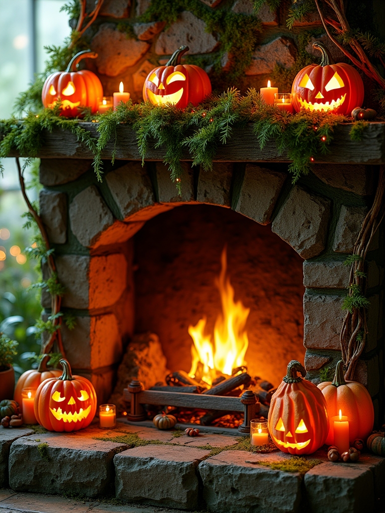 enchanted fireplace halloween decor