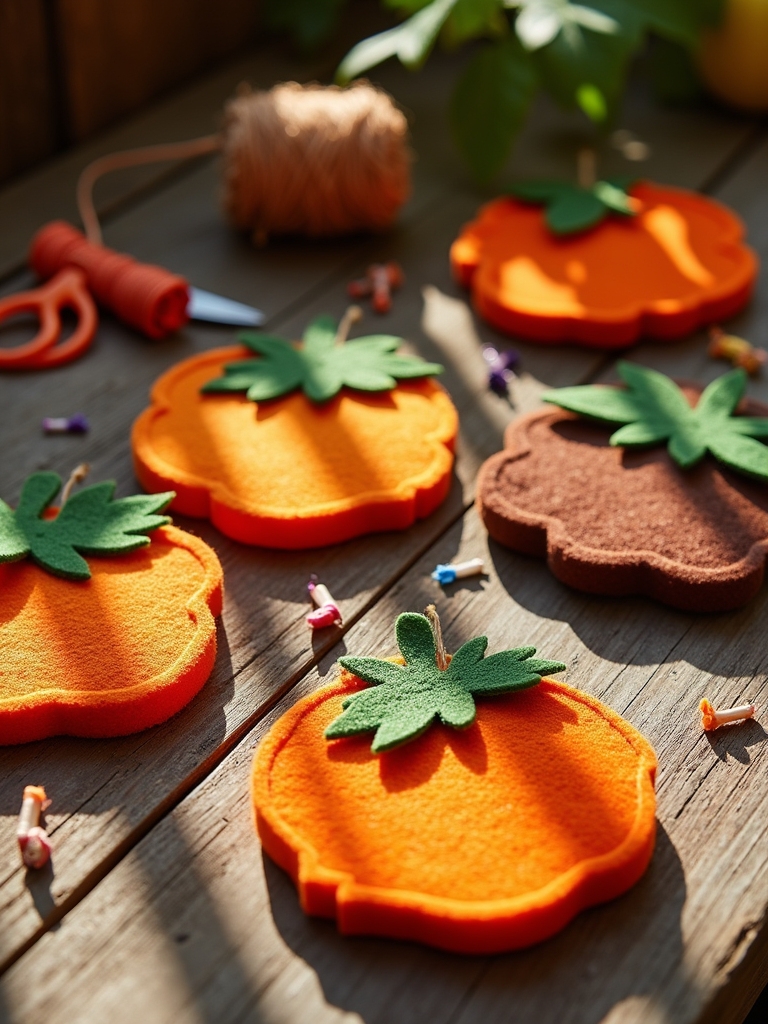 felt pumpkin coaster craft