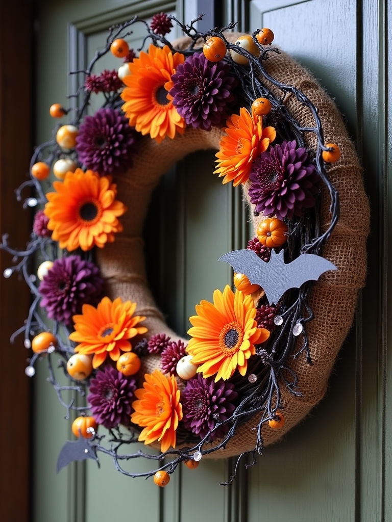 festive halloween door decoration
