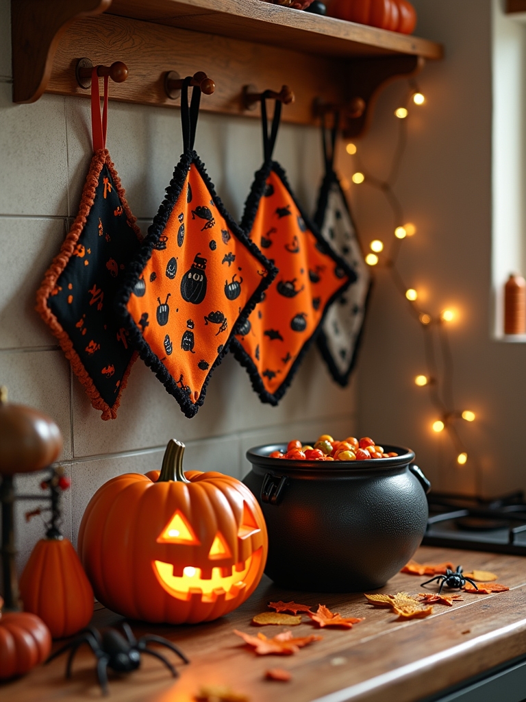 festive halloween pot holders
