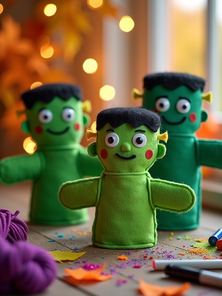 friendly frankenstein puppet crafting