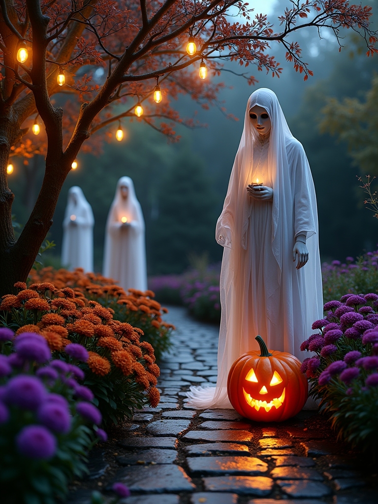 ghostly halloween garden decor