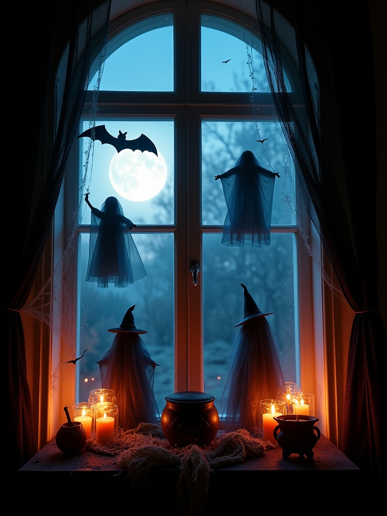 ghostly silhouettes on windows