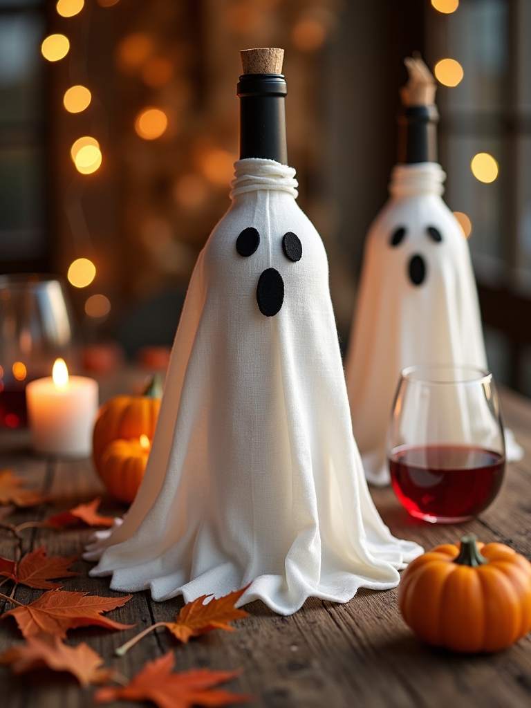 ghostly wine bottle decor