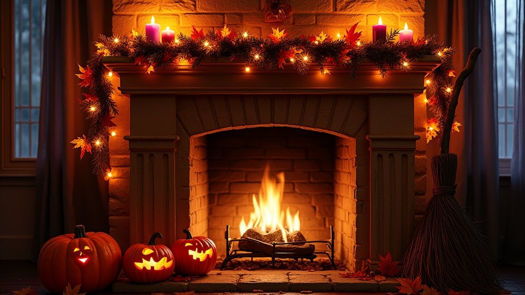 halloween themed fireplace decorations