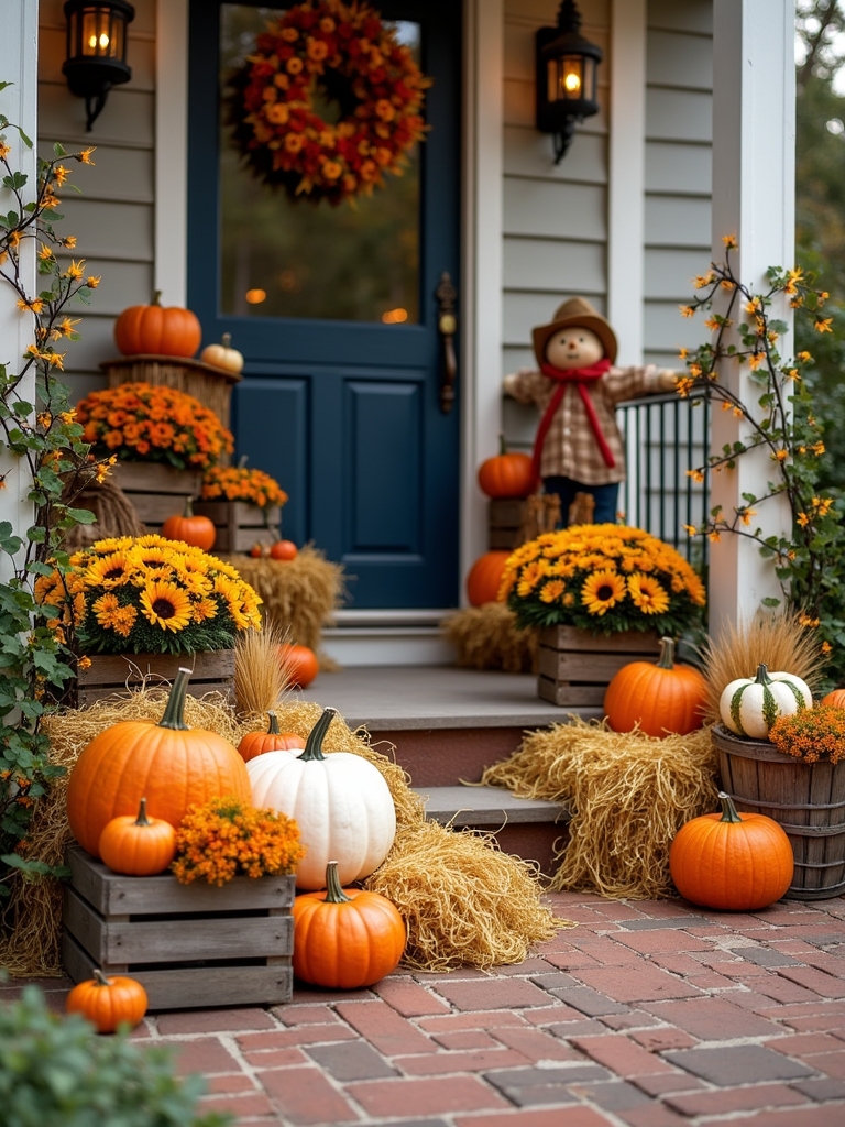 harvest themed planter arrangements