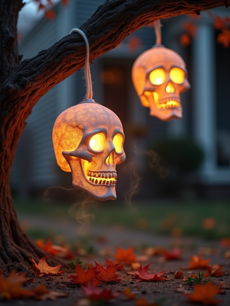 haunting hanging skull lanterns
