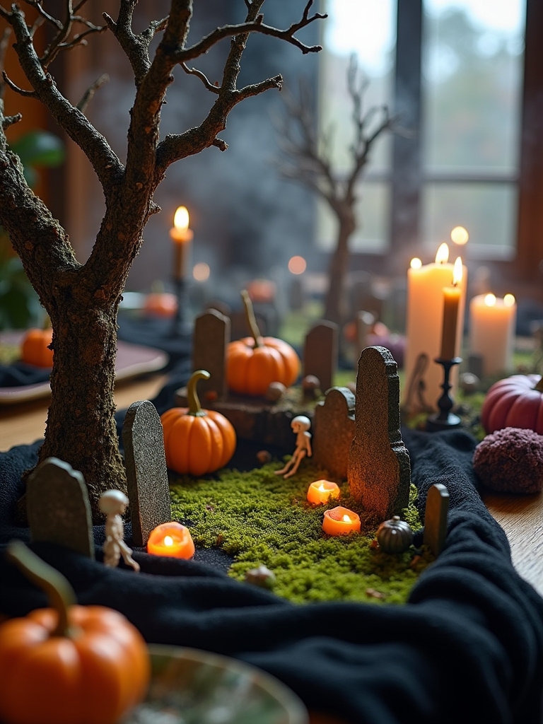 miniature graveyard halloween displays